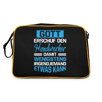 Gott Erschuf Handwerker Geschenk - Retro Tasche - Schwarz/Gold - Hinten
