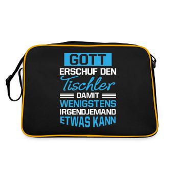 Gott Erschuf Tischler Handwerker Geschenk - Retro Tasche - Schwarz/Gold - Hinten