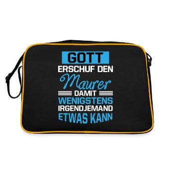 Gott Erschuf Maurer Handwerker Geschenk - Retro Tasche - Schwarz/Gold - Hinten