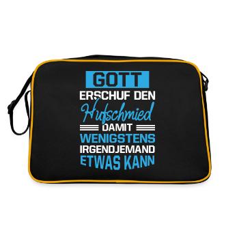 Gott Erschuf Hufschmied Handwerker Geschenk - Retro Tasche - Schwarz/Gold - Hinten