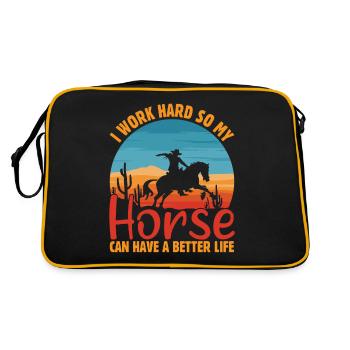 I work hard to give my horse a better life. - Retro Bag - black/gold - Back