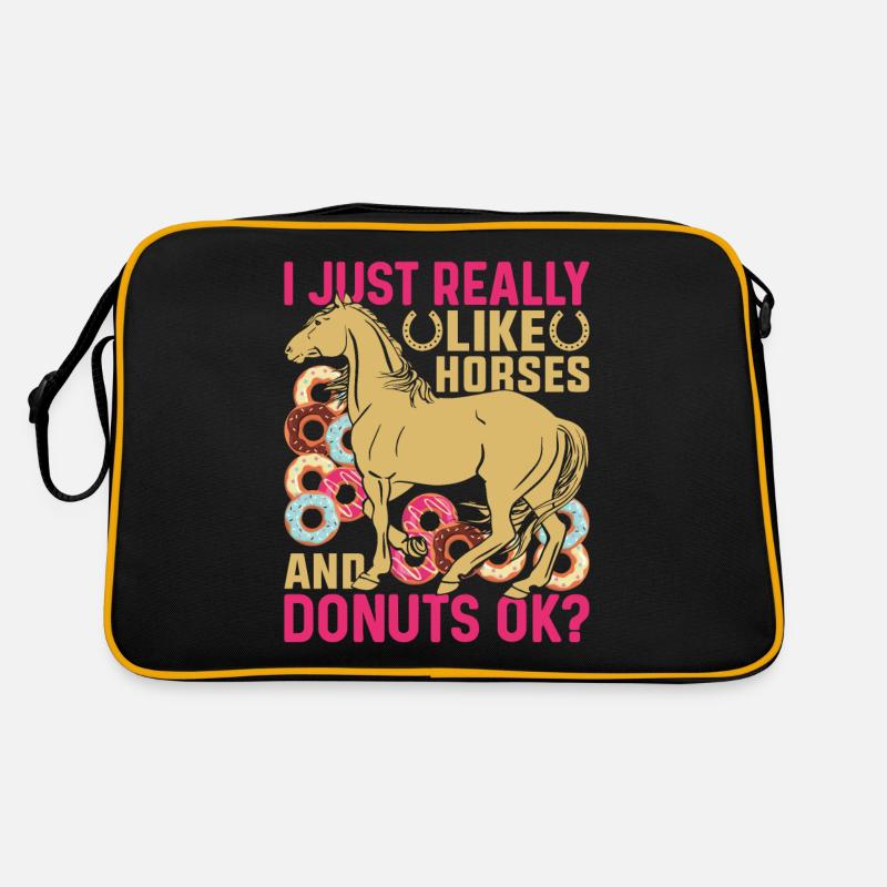 Ich mag Pferde und Donuts einfach sehr - Retro Tasche