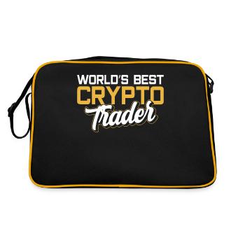 Weltbester Krypto Trader Crypto Traden Trading - Retro Tasche - Schwarz/Gold - Hinten