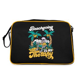 Strandurlaub Ist Meine Therapie Beach Strand - Retro Tasche - Schwarz/Gold - Hinten