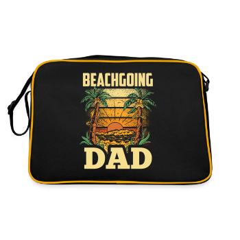 Strandbesuch Vater Beach Strandurlaub Strand - Retro Tasche - Schwarz/Gold - Hinten