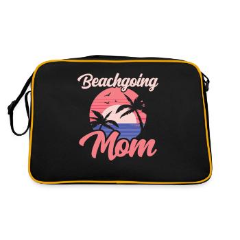 Strandbesuch Mutter Strand Beach Strandurlaub - Retro Tasche - Schwarz/Gold - Hinten