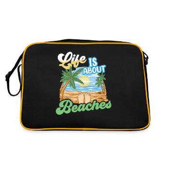 La vie se compose de plages vacances à la plage - Sac Retro - noir/or - Dos