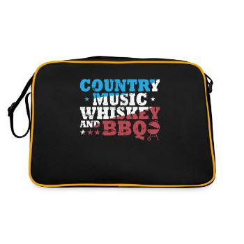 Country Music, Whiskey and BBQ USA Cowboys - Retro Tasche - Schwarz/Gold - Hinten