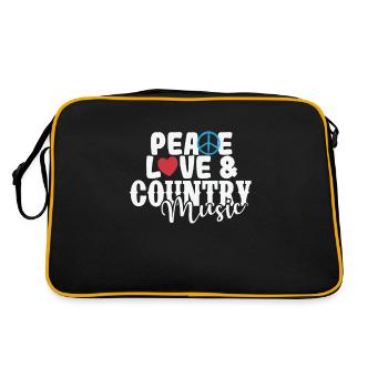 Peace, Love and Country Music USA Amerika - Retro Tasche - Schwarz/Gold - Hinten