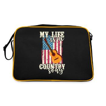 My Life is a Country Song USA Amerika Cowboys - Retro Tasche - Schwarz/Gold - Hinten