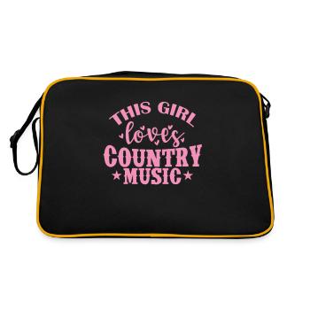 This Girl loves Country Music USA Amerika - Retro Tasche - Schwarz/Gold - Hinten