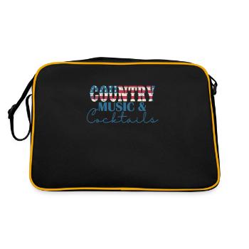 Country Music and Cocktails USA Amerika - Retro Tasche - Schwarz/Gold - Hinten