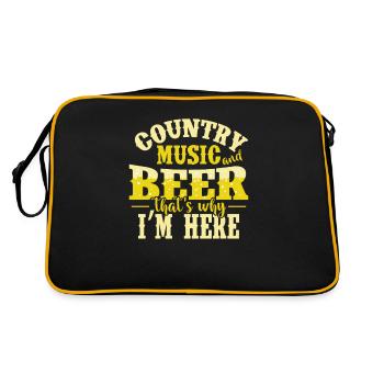 Country Music and Beer that's why I'm here USA - Retro Tasche - Schwarz/Gold - Hinten