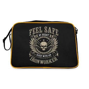Ironworker Feel Safe At Night Construction Worker - Retro Bag - black/gold - Back