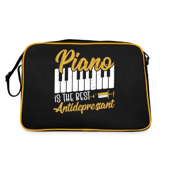 Piano Is The Best Antidepressant Keyboard Pianist - Retro Tasche - Schwarz/Gold - Hinten