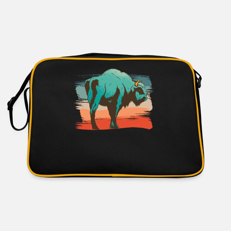 Tierische Bison-illustration Retro Tasche