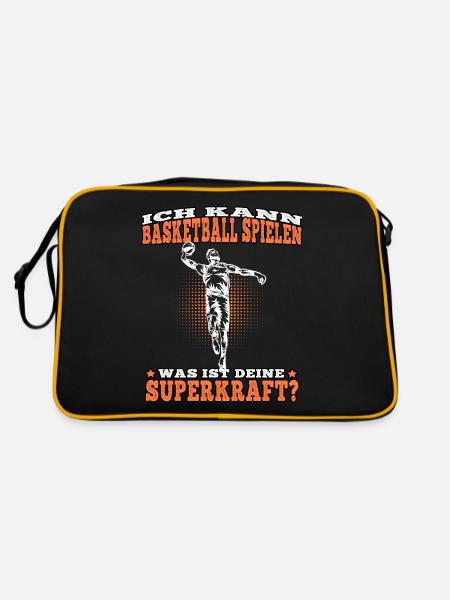 Basketball spielen Basketballer Basketballspieler - Retro Tasche - Schwarz/Gold - Hinten