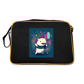 Cinco De Mayo Pinata Party Cute Axolotl Pinata - Retro Tasche - Schwarz/Gold - Hinten
