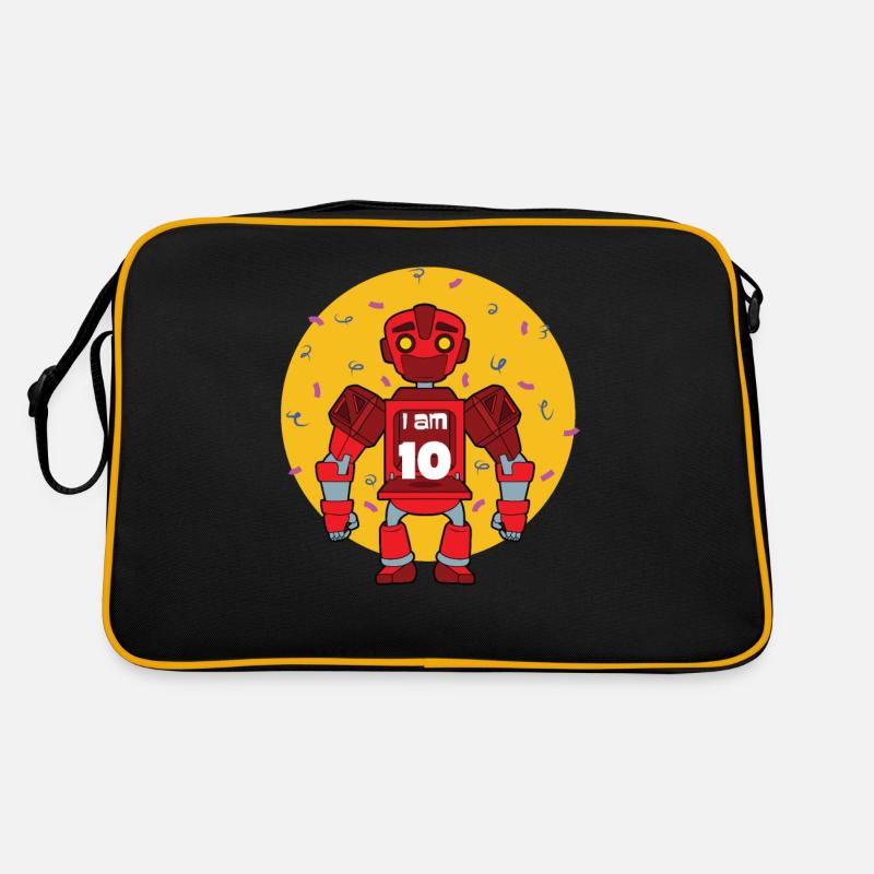 10. Geburtstag Roboter - Retro Tasche - Schwarz/Gold