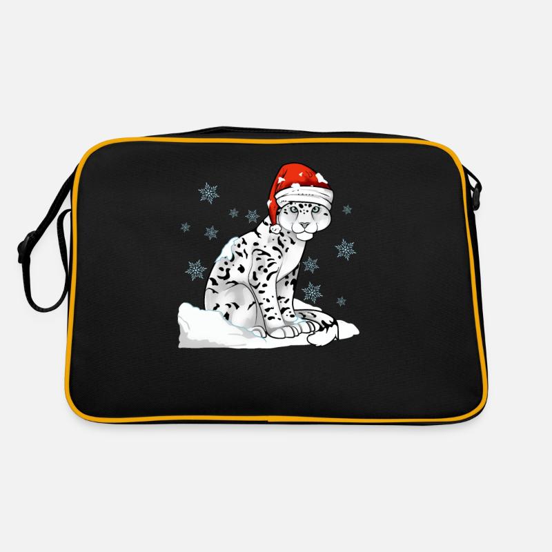 Schneeleopard - Retro Tasche - Schwarz/Gold