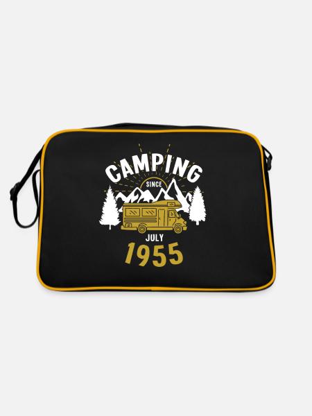 Geburtstag: Camping seit Juli 1955 Wohnmobil - Retro Tasche - Schwarz/Gold