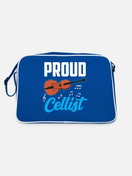 Stolze Cellistin Cellos Cellist Cello Musiker - Retro Tasche - Blau/Weiß - Hinten