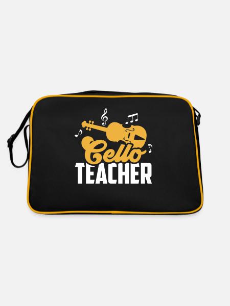 Cello Teacher Cello Teacher Cellos Musician Cellist - Retro Bag - black/gold - Back