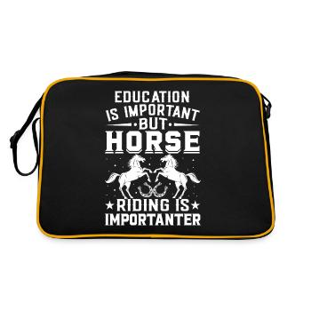 Education is important, but horseback riding is still important - Retro Bag - black/gold - Back