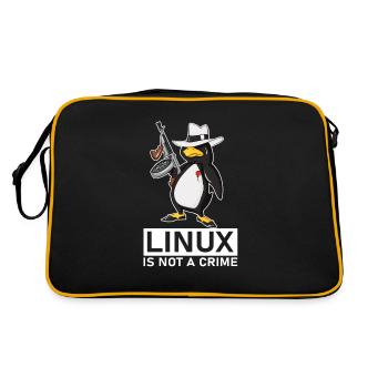 Linux is Not A Crime Linux Tux Penguin - Retro Tasche - Schwarz/Gold - Hinten