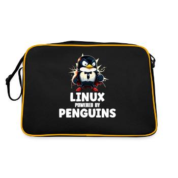 Linux Powered By Penguins - Retro Tasche - Schwarz/Gold - Hinten
