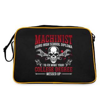 Machinist Using High School Diploma Lathe Operator - Retro Bag - black/gold - Back