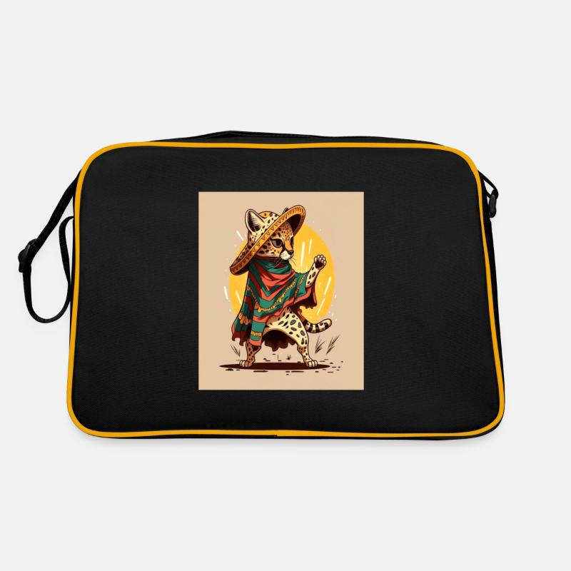 Ocelot Wearing Sombrero Kawaii Dabbing Ocelot Retro Tasche