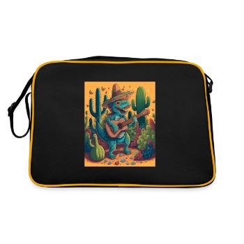 Dinosaur Lover Festive Dinosaur jouant de la guitare - Sac Retro - noir/or - Dos