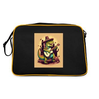 Dinosaur Lover Festive Dinosaur jouant de la guitare - Sac Retro - noir/or - Dos