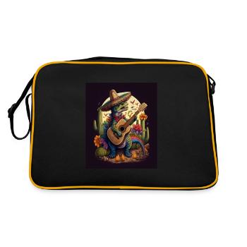 Dinosaur Lover Festive Dinosaur jouant de la guitare - Sac Retro - noir/or - Dos