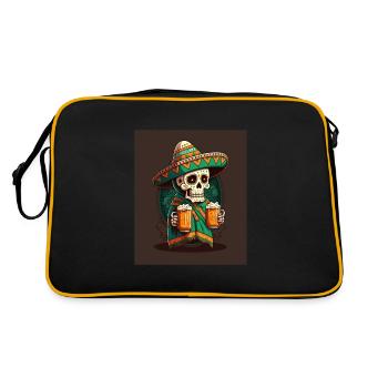 Crâne de sucre portant du sombrero ivre de sucre mexicain - Sac Retro - noir/or - Dos