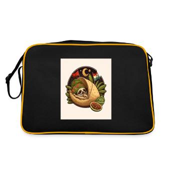 Sloth Sleeping In Taco Funny Sloth Taco Lover - Retro Bag - black/gold - Back