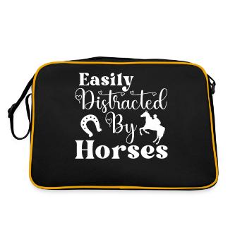 Easily distracted by horses 2 - - Retro Bag - black/gold - Back