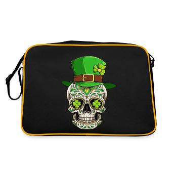 Crâne de sucre Irlande irlandaise Trèfle Saint-Patrick - Sac Retro - noir/or - Dos