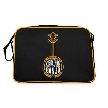 Banjo Tout est meilleur Musique folklorique Joueur de banjo - Sac Retro - noir/or - Dos