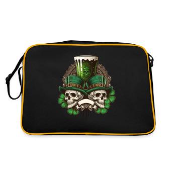 Skull Irish Ireland Clover Green St Patrick's Day - Retro Bag - black/gold - Back