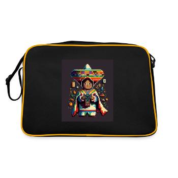 Garçon mexicain jouant à des jeux vidéo Mexicain pixélisé - Sac Retro - noir/or - Dos