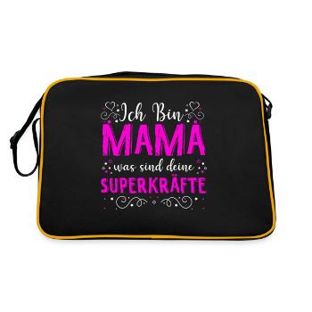 Ich Bin Mama Was Sind Deine Superkräfte? Beste Mam - Retro Tasche - Schwarz/Gold - Hinten
