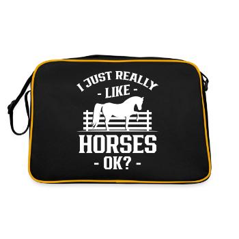 I just like horses very much riding rider horse - Retro Bag - black/gold - Back