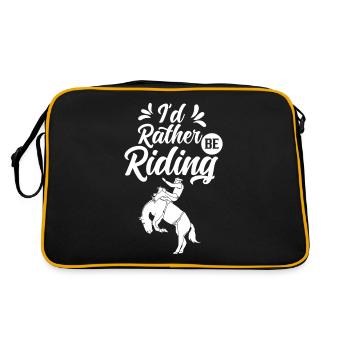 Ich Würde Lieber Reiten Pferd Reiter Reiterhof - Retro Tasche - Schwarz/Gold - Hinten