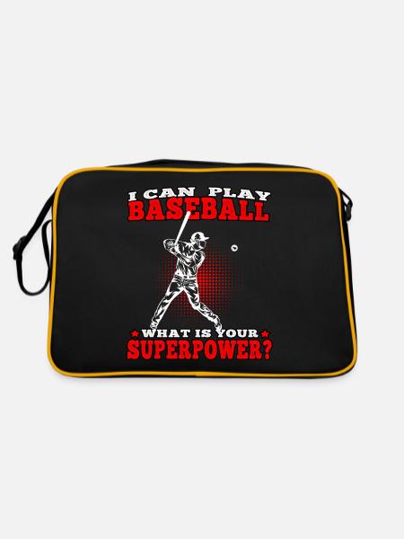 I can play Baseball Baseballer Baseballspieler - Retro Tasche - Schwarz/Gold - Hinten