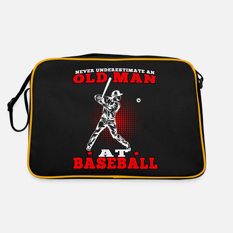 Old man at Baseball Baseballer Baseballspieler Retro Tasche