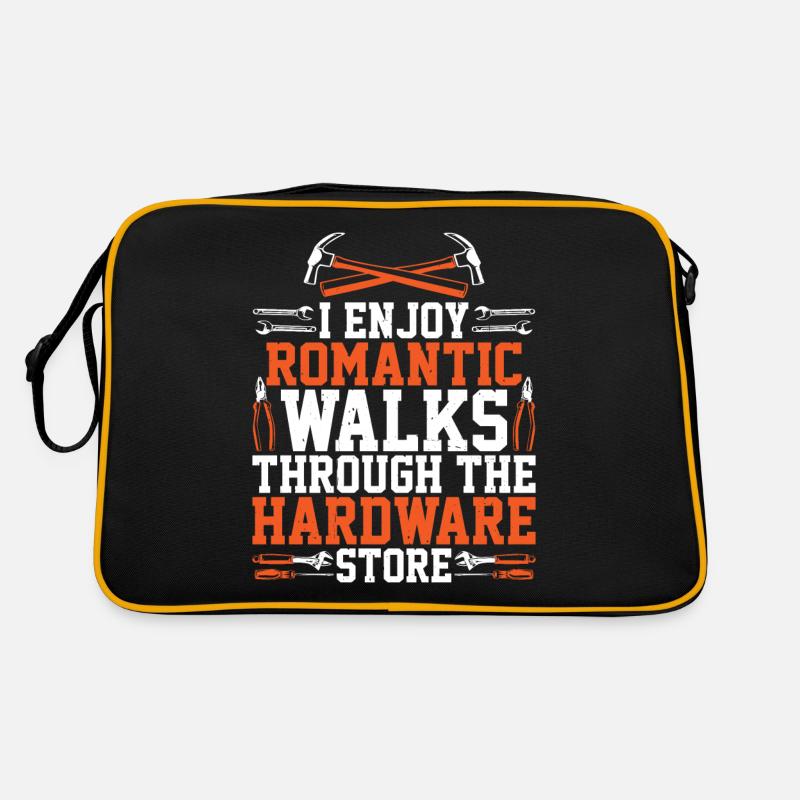 I Enjoy Romantic Walks Through Hardware Store 34 - Retro Tasche - Schwarz/Gold