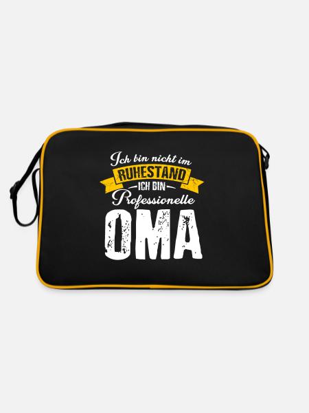 Professionelle Oma Ruhestand Rente Geschenk Großmu - Retro Tasche - Schwarz/Gold - Hinten