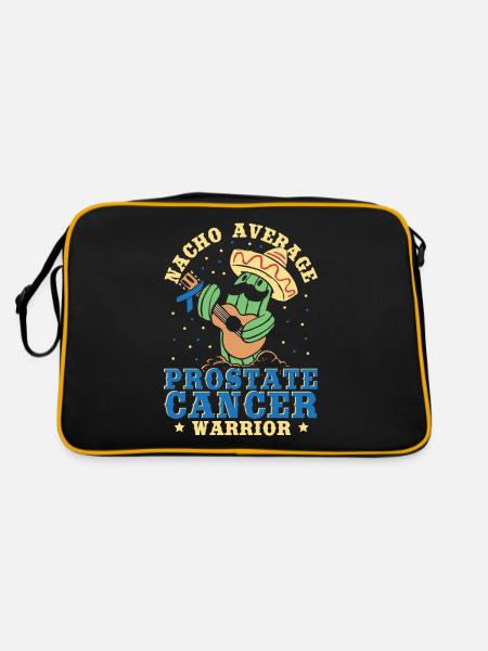 Nacho Average Prostate Cancer Warrior Light Blue - Retro Tasche - Schwarz/Gold - Hinten